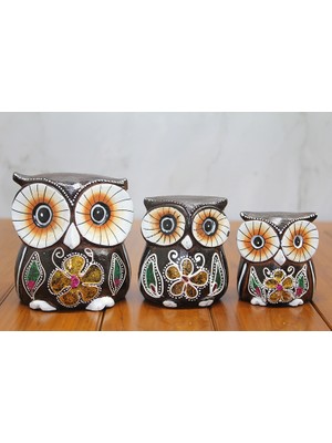 Cm Store Ahşap 3'lü Baykuş Seti Model 1