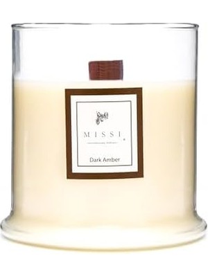 Daisy Home Büyük Üfleme Cam Ahşap Fitilli Dark Vegan MUM(380 Gr)
