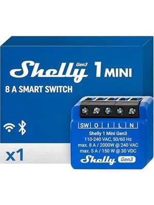 Daisy Home 1 Mini Gen 3 | Wifi ve Bluetooth Smart Switch Röle 1 Kanal 8A | Ev Otomasyonu | Alexa ve ile Uyumlu | Ios Uygulaması | Hub Gerekmez | Kuru Kontaklar