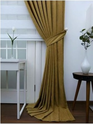 Daisy Home Ev Depo Taç Yağ Yeşili Düz Renk 1/3 Sık Pileli Fon Perde Sık Pile Tek Kanat EVD-YAGYESILI001, Yağ Yeşili, 80 x 270
