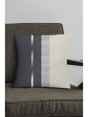 Daisy Home Silver Premium Tay Tüyü Dokuma Kumaş Çizgili Çift Taraflı Kırlent Yastık Kılıfı KRL1068