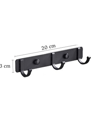 Daisy Home Kendinden Yapışkanlı Alüminyum 3'lü Askılık Mat Siyah