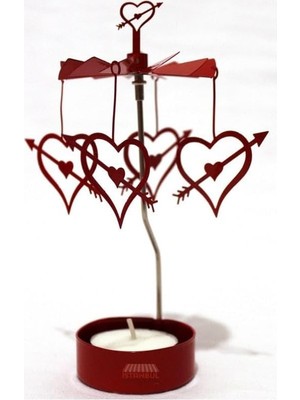 Daisy Home Isı Ile Dönen Kalp Mumluk Seti (Kırmızı)