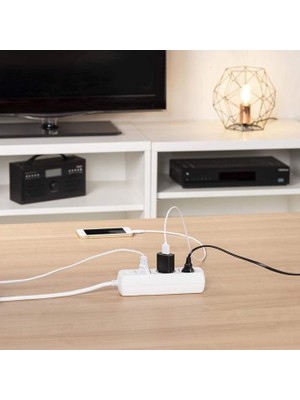 Daisy Home 3’lü Topraklı Uzatma Prizi, Metre Kablo Beyaz Schuko Fişli Çoklu Priz Ev ve Ofis Kullanımı Için Uygun Dayanıklı Gövde Masa Altı ve Duvar Tipi Elektrik Prizi (5 Metre)