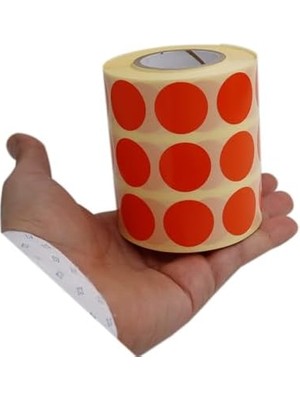 Daisy Home 25MM Yuvarlak Etiket Kalıcı Renk Kodu Nokta Çıkartmaları, Rulo Başına 2500 Etiket, Kaplamalı Rulo Etiket Yan Yana 3lü (Turuncu)