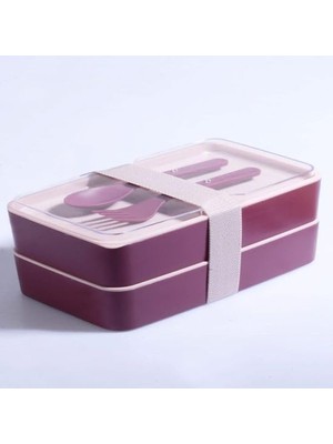 Daisy Home 2 Katlı Mikrodalga Uyumlu Yemek Saklama Kabı Beslenme Kutusu Sporcu Öğrenci Okul Işyeri Sefer Tası Mor