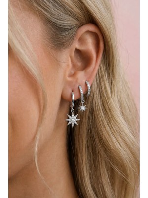 Sacce Scarves & Accessories Gümüş Renkli Kutup Yıldızı Üçlü Set Küpe