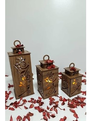 Daisy Home Ahşap Dekoratif Mumluk Kahverengi 1