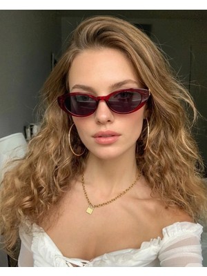Funeyes Sezen Cat Eye Aksesuarlı Popüler Model Bordo Güneş Gözlüğü