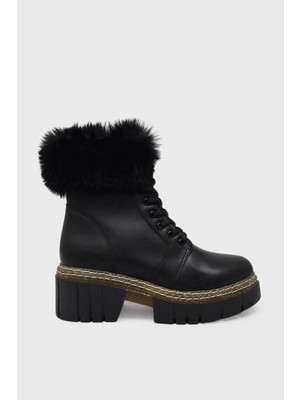 Kanuga Kadın Yüksek Taban Kürklü Bot Siyah SMS3267