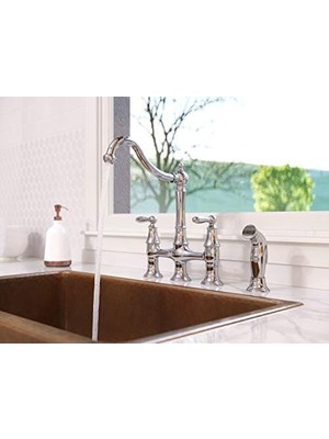 Daisy Home Courant Yan Püskürtücülü Mutfak Bataryası, 2 Saplı, Yüksek Ark, Parlak Krom Kaplama, F0314COC