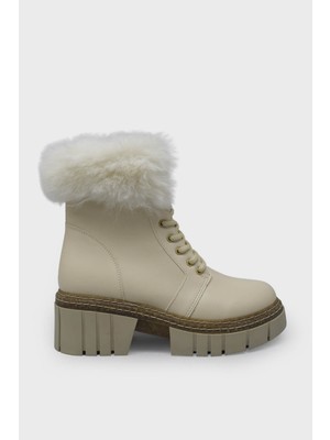 Kanuga Kadın Yüksek Taban Kürklü Bot Bej SMS3267-1