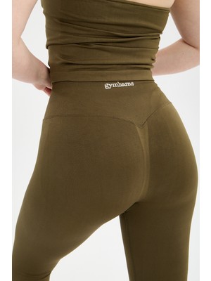 Gymhams Cloudsoft Arkası V Kesim Dikişsiz Spor Tayt - Belirgin Olmayan Hafif Büzgülü Fitness Taytı