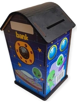 Daisy Home Ahşap Ev Kumbara Uzay Temalı