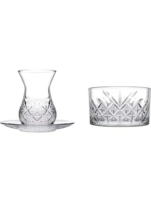 Daisy Home Paşabahçe Timeless Çay Tk Dam ve Timeless Çerezlik Kase, 4 Parça, Şeffaf, 255 cc