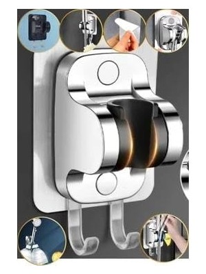 Daisy Home Yapışkanlı Duş Başlığı Tutucu ve Askı Aparatı,delmeden Montaj Güçlü Yapışkanlı Duvar Aparatı, Ayarlanabilir Duş Başlığı Sabitleyici, Banyo Için Paslanmaz Krom Görünümlü Dayanıklı Duş Başlığı Duvar T