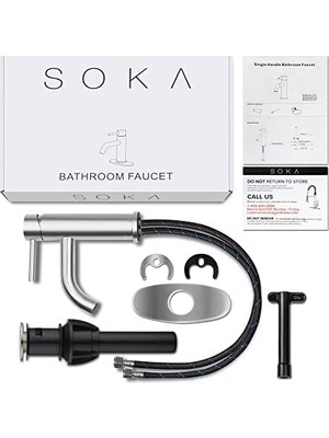 Daisy Home Soka Banyo Lavabo Bataryası Tek Saplı Paslanmaz Çelik Tuvalet Ticari Banyo Bataryası Küvet Lavabo Muslukları Güverte Levhası ve Açılır Tahliye Tertibatı 1 ve 3 Delik Için Uygun, Fırçalanmış Nikel