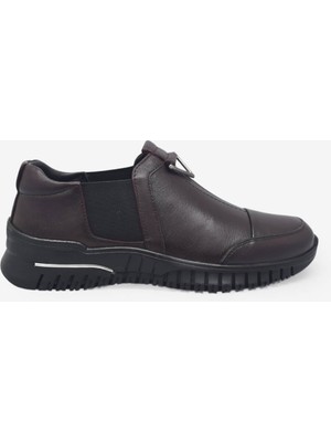 Kanuga Kadın Yazlık Streçli Comfort Deri Ayakkabı Bordo EVD2888