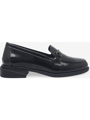 Kanuga Kadın Casual Deri Ayakkabı Siyah Rugan SCL2536