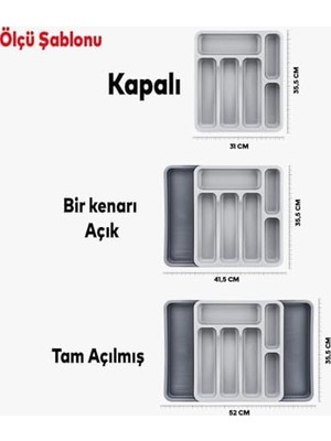 Daisy Home Çift Taraflı Ayarlanabilir Organizer Çekmece Içi Kaşıklık Uzayabilen Çatal Bıçaklık Düzenleyici