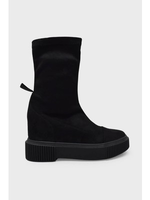 Kanuga Kadın Yüksek Taban Likralı Günlük Bot Siyah Süet SMS3042