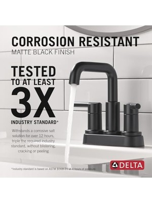 Daisy Home Nicoli Mat Siyah Banyo Bataryası, 10 cm 3 Delikli Banyo Lavabo Bataryası, Vanity Için Push-Pop Tahliye Montajı, Mat Siyah 25849LF-BL