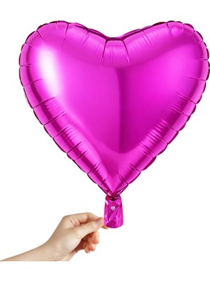 Süsle Bebek ve Parti Kalp Folyo Balon, 60CM - Fuşya