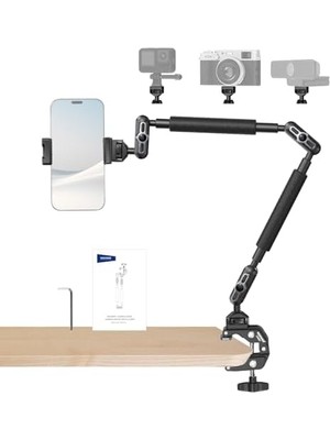 Daisy Home Neewer 22 "sihirli Kol W Masa C Kelepçe, Mic Boom Kol Eklemli Üstten Kamera Dağı 1/4 "3/8" Arrı Için Konular, Telefon Mikrofon Webcam Eylem Kamera Video Işık Için Masaüstü Standı Tutucu UA057