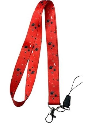 Daisy Home Kırmızı Galaksi Takım Yıldızı Boyun Ipi ve Telefon Askısı Lanyard