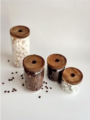 Daisy Home Ahşap Kapaklı Cam Saklama Kabı 700 ml CAM0316