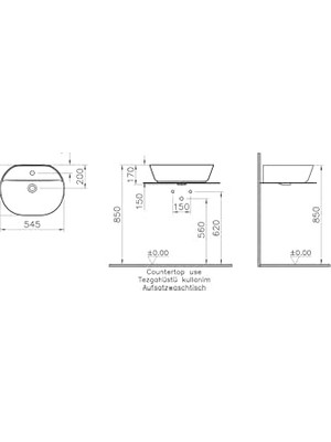 Daisy Home Geo 7428B083-0001 Oval Çanak Lavabo 55 Cm, Mat Siyah
