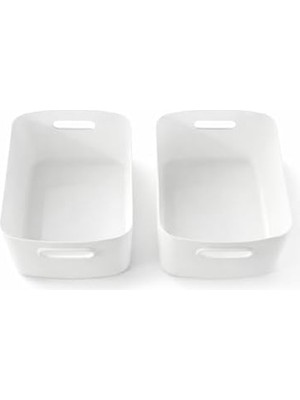Daisy Home Buzdolabı Düzenleyici Sepet 2’li Set Beyaz Plastik Dolap Içi Organizer Mutfak Raf Düzenleyici