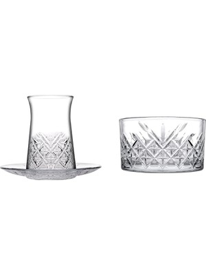 Daisy Home Paşabahçe Timeless Çay Takimi ve Timeless Çerezlik Kase, 4 Parça, Şeffaf, 255 cc