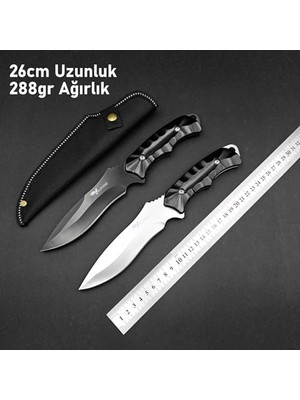 Daisy Home 26 cm Büyük Boy Çelik Sabit Bıçak – Kamp Av Bıçağı + Kılıf Ergonomik Paslanmaz Çelik Gümüş
