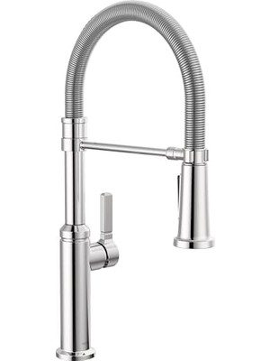 Daisy Home Rhett Pro Stil Ticari Mutfak Bataryası Aşağı Çekmeli Püskürtücü, Krom Tek Delikli Evye Bataryası, Tek Saplı, Krom 18829-DST