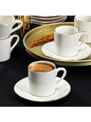 Daisy Home Porsima Classic Altın Fileli 12 Parça Türk Kahvesi Fincan Takımı
