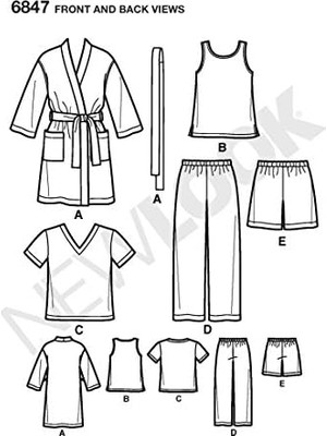 Daisy Home New Look Pattern 6847 Child Sleepwear, Size A (3-4-5-6-7-8)