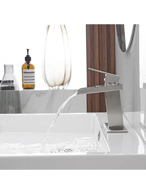 Daisy Home Bwe Şelale Banyo Bataryası Fırçalanmış Nikel Açılır Tahliye Durdurucu Montaj ve Tedarik Hattı Lavabo Için Tek Kulp Tek Delikli Musluklar Makyaj Lavabo Bataryası Musluk
