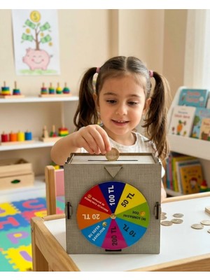 İlkyaz Fashion Dekoratif Şans Çarklı Kumbara Para Biriktirme Oyunu