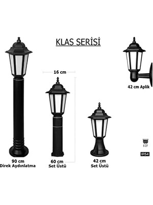 Daisy Home Klas 42 cm Bahçe Duvar Apliği | E27 Duylu Dış Mekan Yol Aydınlatma Lambası | IP54 Su Geçirmez Siyah Duvar Tipi Bahçe Armatürü (Ampul Hariç)