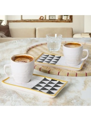 Daisy Home Keramika Trigon Doğaltaş Kahve Sunum Seti 4 Parça 2 Kişilik 18767