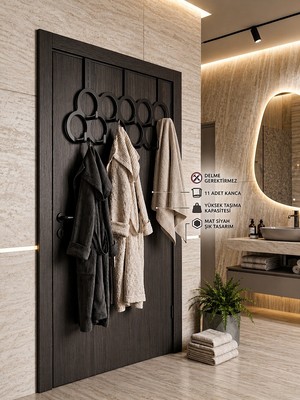 Tasarım Evi 11 Kancalı Çok Amaçlı Kapı Arkası Askısı Karışık (Kare-Yuvarlak)