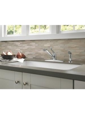 Daisy Home Klasik Tek Saplı Mutfak Bataryası Yan Püskürtücü, Krom Evye Bataryası, Mutfak Bataryası 3 Delikli, Krom 400LF-WF, 8 x 13 x 8 Inç