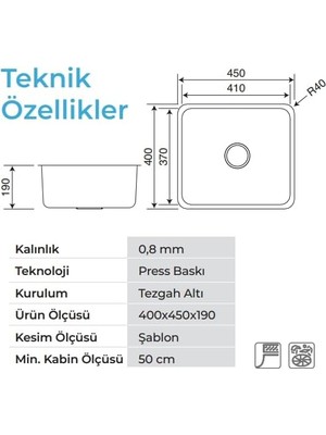 Daisy Home Lavello 3050 Paslanmaz Çelik Eviye (Pvd Füme)
