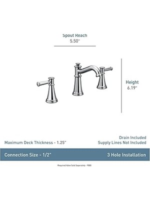 Daisy Home T6405NL Belfield Iki Kollu Yaygın Banyo Musluğu, Cilalı Nikel