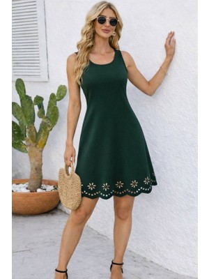 Modenya Kadın Askılı Yuvarlak Yakalı Çiçek Desenli Ithal Krep Kısa Elbise