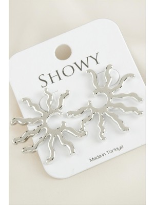 Zero Land Muratech Güneş Yeni Sezon Metal Küpe-Gümüş Rengi