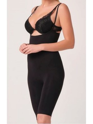 Sistina Muratech Siyah Kadın Paçalı Boy Dikişsiz Korse - 751 - Beden L