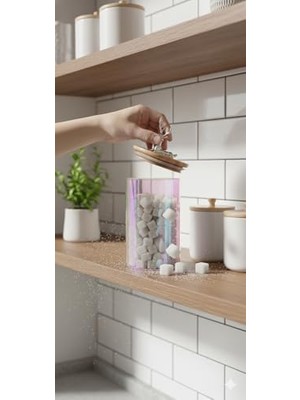 Daisy Home Yenigeldi (9X15 Cm) 1 Adet Gökkuşağı Geyikli Cam Saklama Kavanozu Geyik Başı Gümüş Renk Hava Geçirmez Y-461,GÖKKUŞAĞI