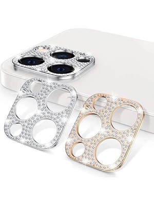 Daisy Home Iphone 12 Pro Ile Uyumlu Kırılmayı Önleyen Kamera Lens Koruma Kamera Koruma Taşlı Lens Koruma Parlak Renkli Taşlı Tasarım Kamera Koruma Gümüş